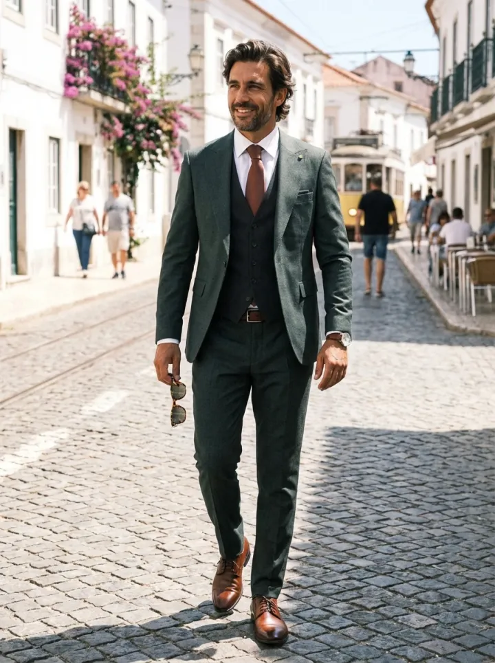 Zöld mintás esküvői öltöny - Öltönyök Háza