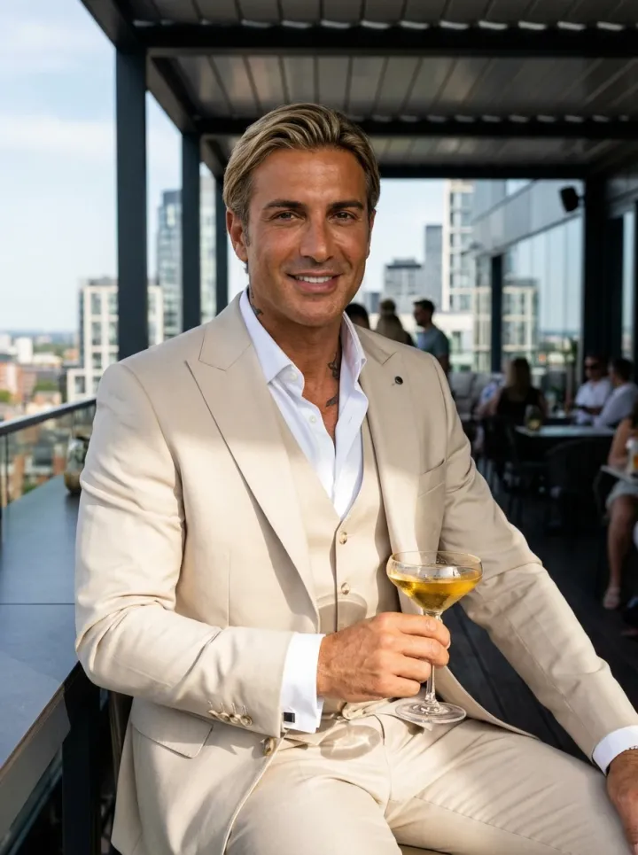 Beige háromrészes esküvői öltöny - Elite Fashion